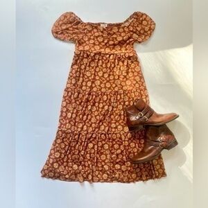FARMHOUSE CHIC FALL DAISY FLOWY MAXI DRESS​